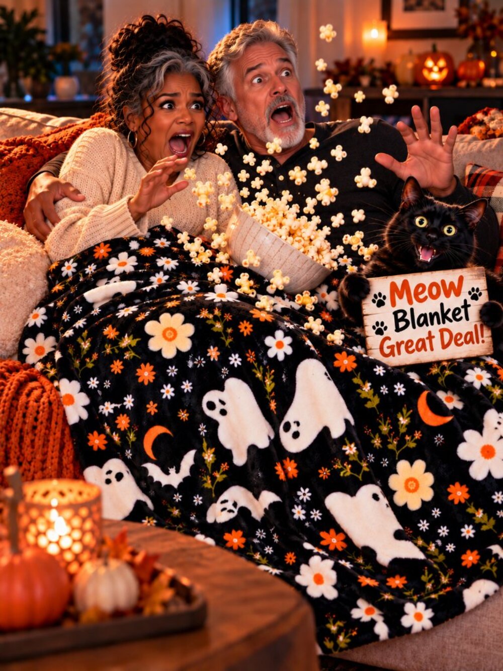 👻The Big One® Halloween Oversized Supersoft Plush Throw Blanket Peaceful Ghosts